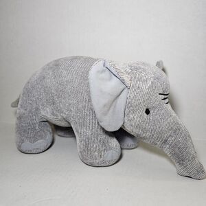 Pier 1 Imports Plush Gray Corduroy Elephant Toy Stuffed Animal Sewn Eyes